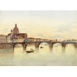 Florenz Aquarell 19. Jh. Signiert Joannes Vervloet (1790-1869). Bildmasse 22 cm × 30 cm