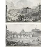 Piranesi Giovanni Battista 1720 - 1778 "Piazza di Spagna" und "Ponte e Castello Sant' Angelo".