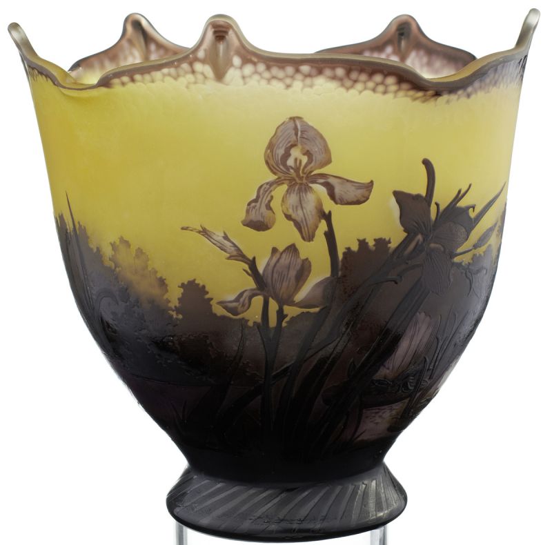 Vase "Gallé" Nancy Anfang 20. Jh. Emile Gallé. Farbloses Glas mit honiggelbem und violettem - Image 2 of 4