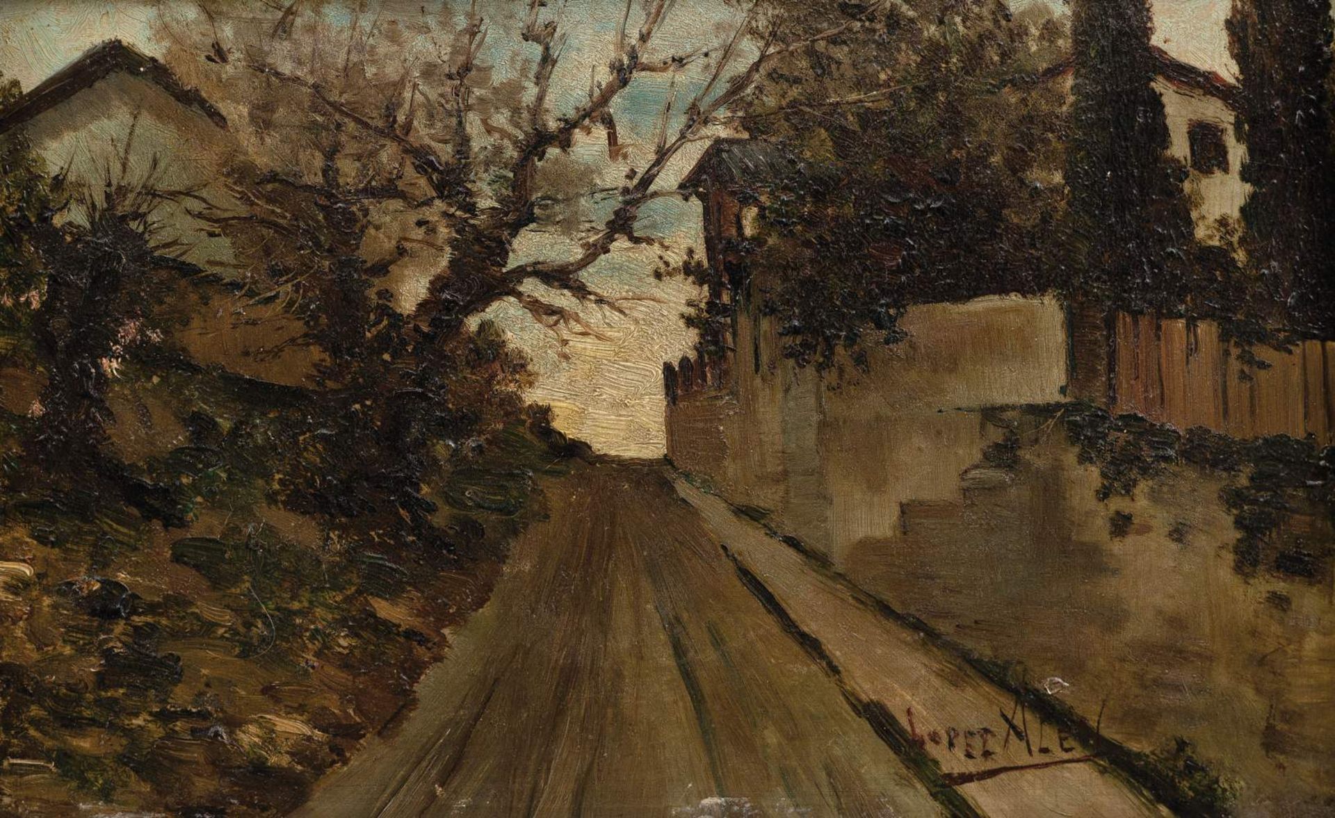 FRANCISCO LÓPEZ ALÉN (San Sebastián, 1866 1910) Calle de Ategorrieta Óleo/Tabla. firmado: López