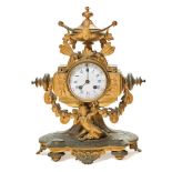 Reloj de Sobremesa francés época Restauración en bronce dorado. Trabajo francés, Siglo XIX. Presenta