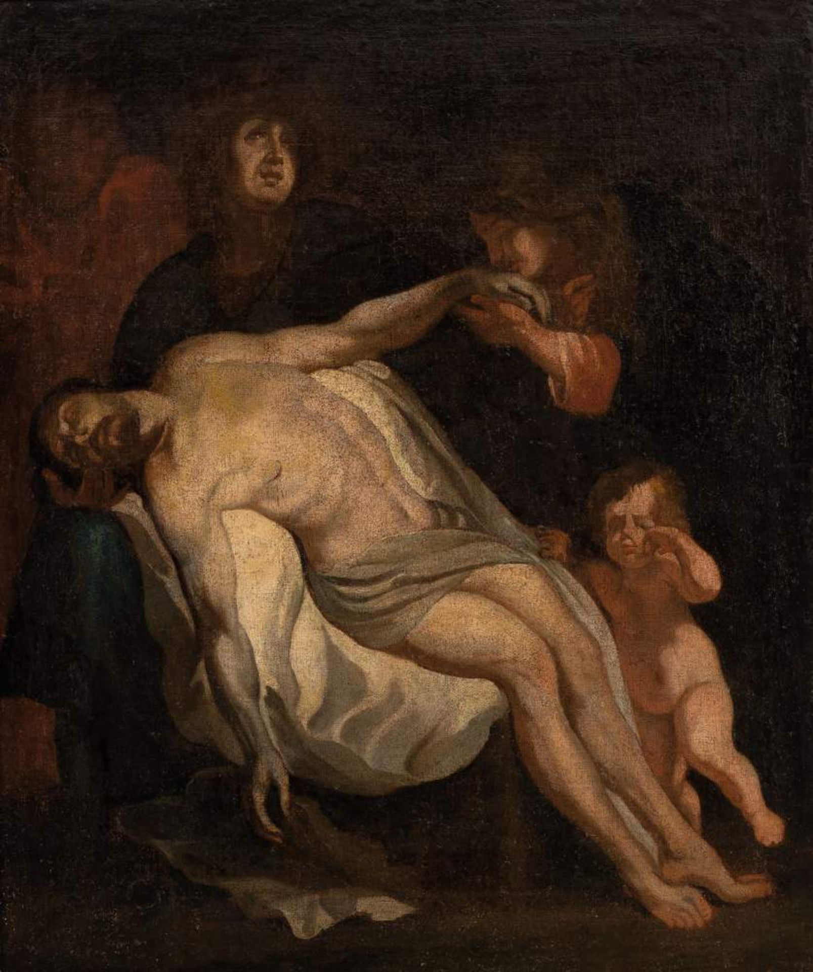 ESCUELA ITALIANA, Siglo XVIII. Lamentación de Cristo Lamentación de Cristo Óleo/lienzo. Presenta
