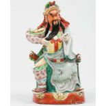 Guerrero con Pergamino Figura en porcelana China y biscuit. Trabajo Chino, Principios del siglo