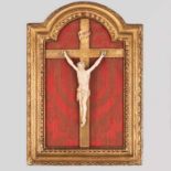 ESCUELA FRANCESA, Siglo XIX. Cristo Crucificado Figura de bulto redondo en marfil tallado. Apoya