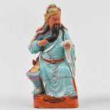 Dios de la Guerra Figura en porcelana china familia Rosa. Trabajo Chino, Siglo XX. Ligeras