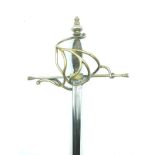 A French copy of a swept hilt rapier, 81cm double fullered blade marked Coulaux & Cie Klingenthal,