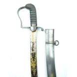 A good 1796 Pattern Cavalry Officer's sword, 81.5cm sharply curved blade etched, blued and gilt