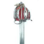 A rare Mid 18th Century basket hilted backsword to the 10th (Cobham's) Dragoons circa 1745, 87.5cm
