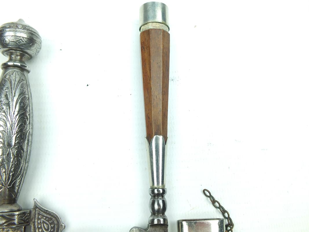 A Corsican Vendetta knife, of characteristic form, contained in its white metal mounted brass - Image 8 of 9