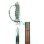 A Royal Artillery Officer's sword, 88cm blade by MOSLEY & CO. SHEFFIELD, etched with scrolling