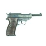 A deactivated Third Reich P-38 pistol, 12.5cm sighted barrel stamped with the serial no. 2404f,