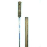 A 19th Century Blued and Gilt Swordstick, 63cm fullered blade etched, blued and gilt with