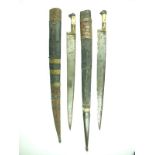 A brace of large 19th Century Khyber knives, the first with 57.5cm T-section blade, characteristic