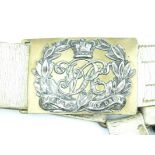 A Crimean (?) Royal Dragoons Officer's undress belt and buckle, the white leather belt with sword