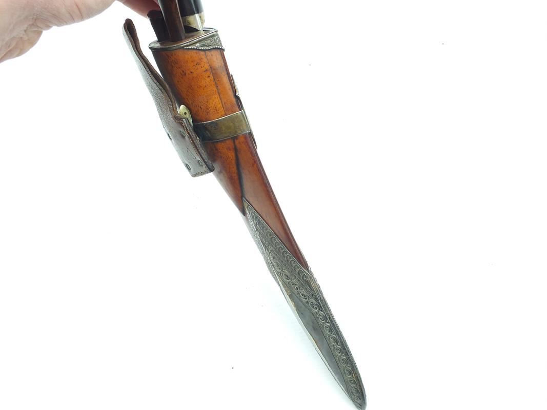 A fine early 20th Century white metal mounted box Kothimora Kukri, 30cm sharply curved blade with - Image 3 of 9