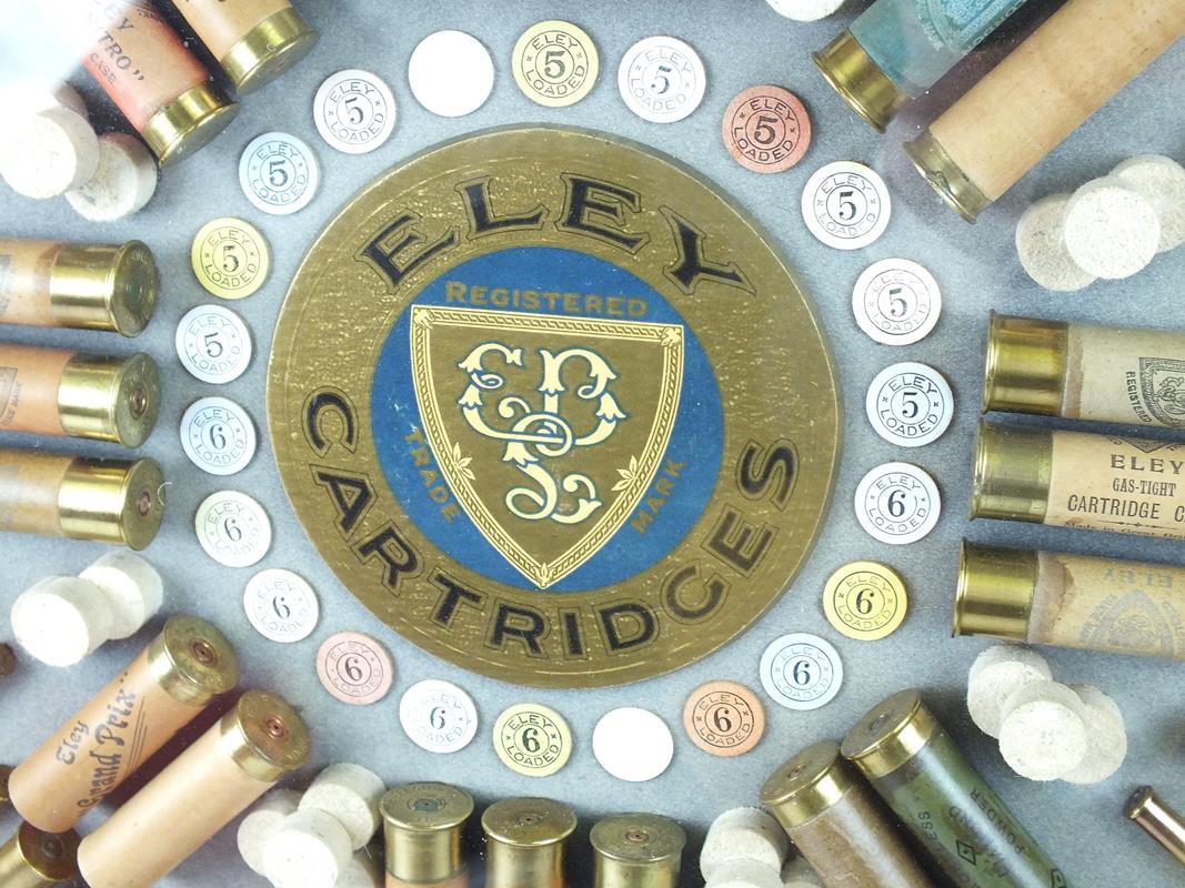 An Eley Sporting and Military Cartridges display board, the framed and glazed oak case with - Image 2 of 8