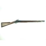 An Irish flintlock Volunteer's carbine, 26inch sighted barrel, border engraved stepped lock, full