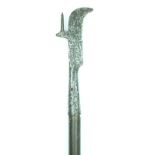 A 15th Century North European Gisarme or Guisarme, 14cm incurved blade with protruding hook or spike