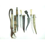 A small parcel of tribal items, to include a Kurdish whip, a Shona dagger, a North Indian dagger,