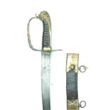 An 1803 Pattern Infantry Officer's sword, 77cm curved blade engraved with a crowned GR cypher,