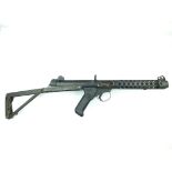 A deactivated 9mm Sterling Sub Machine Gun, 8.25inch sighted barrel, the upper side of the