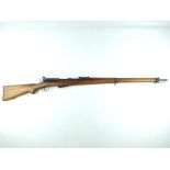 A deactivated 7.5mm Schmidt Rubin straight pull rifle, 78cm sighted barrel, the left side of the