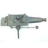 A 19th Century flintlock swivel poaching gun, 12inch large bore barrel with flared muzzle, border