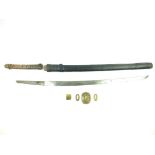 A Japanese Showa Wakizashi by Sako Nbumitsu, 65cm slightly curved blade with one mekugi-ana and