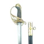 A George IV 1822 Pattern East India Company Officer's sword, 82cm pipe-backed blade with spear point