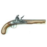 An 18-bore flintlock Officer's or Livery pistol by Henry Nock, 9inch slightly swamped barrel,