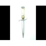 A European bone handled dagger, 14.5cm flattened diamond section blade, steel hilt with recurved