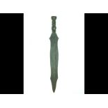 A Salampashu Congo short sword, 44cm heavy leaf form blade with shaped edges in the gladius