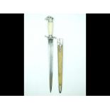 An 18th Century silver and ivory mounted hunting dagger by Jeffreys Cutler to His Majesty, 29.5cm