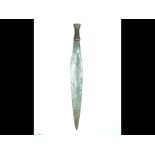 A Boa/Zande Congo short sword, 47cm narrow leaf form blade with opposing panels incised with