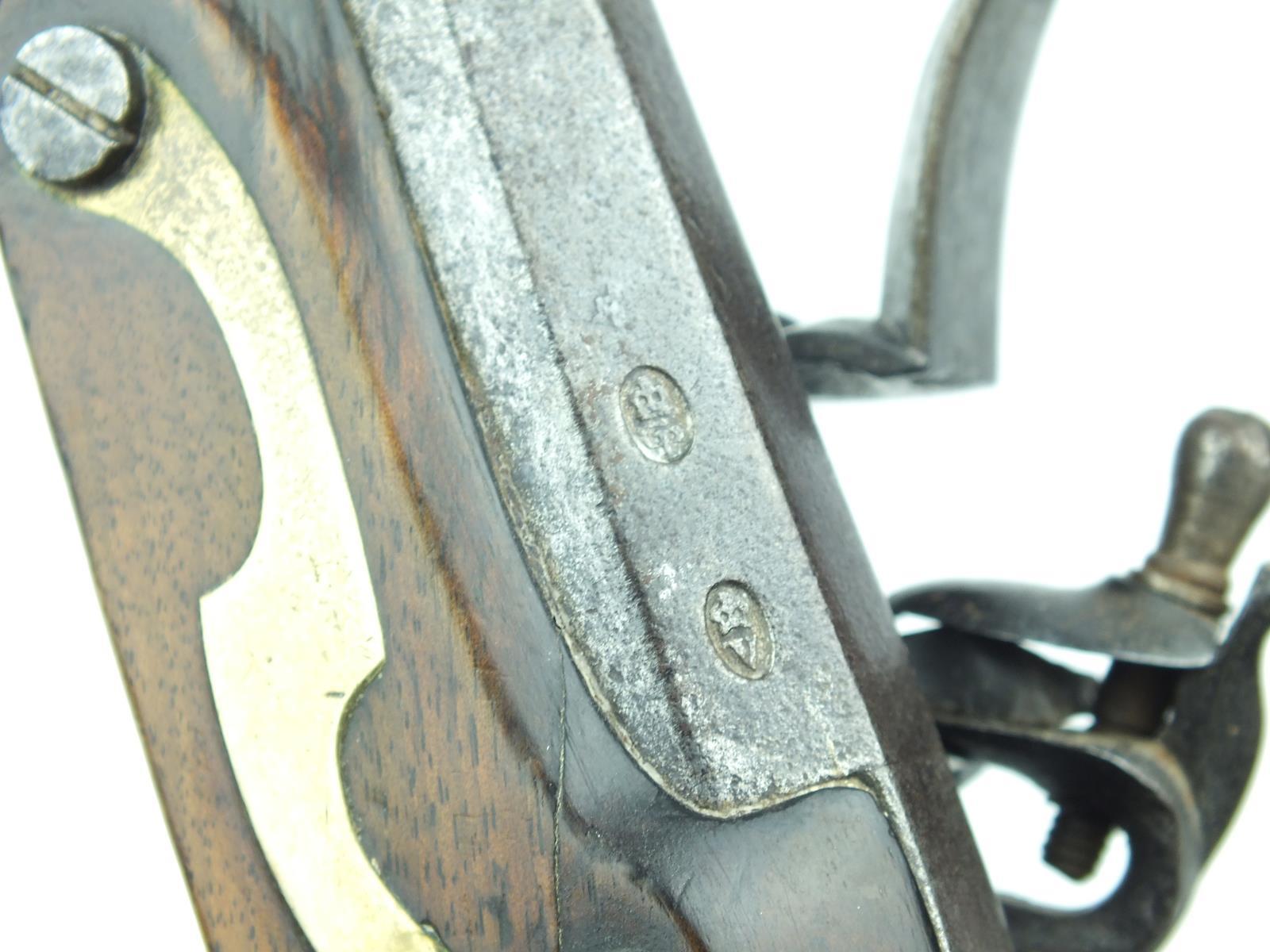 A 22-bore flintlock Livery pistol by Manton, 8inch two-stage slightly swamped barrel, stepped lock - Image 9 of 13