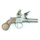 An unusual 40-bore flintlock boxlock pocket pistol by Mewis & Co of London, 2inch turn-off barrel,