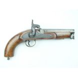 A percussion Constabulary or Customs belt pistol, 6inch barrel, border engraved locked signed E & W.