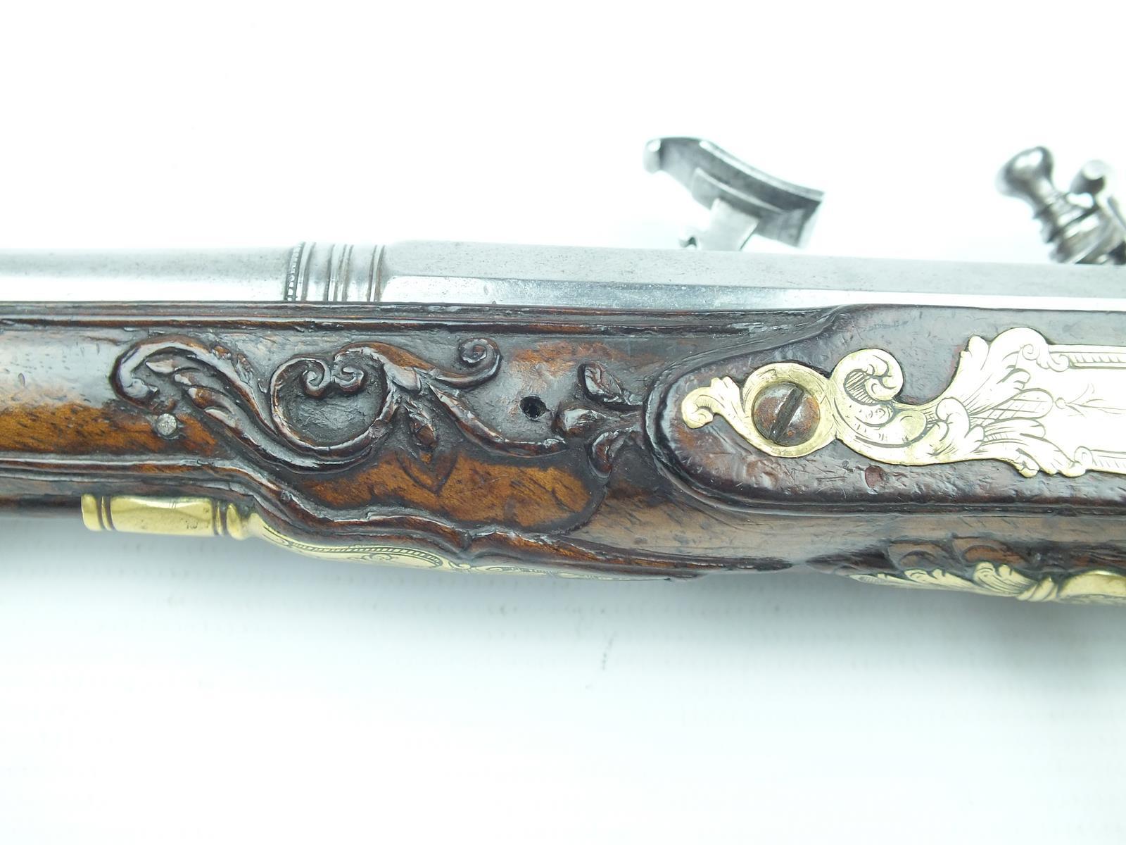 A 40-bore Tusco-Emilian snaphaunce travelling pistol by Brento, 6.75inch two-stage swamped barrel, - Image 5 of 10