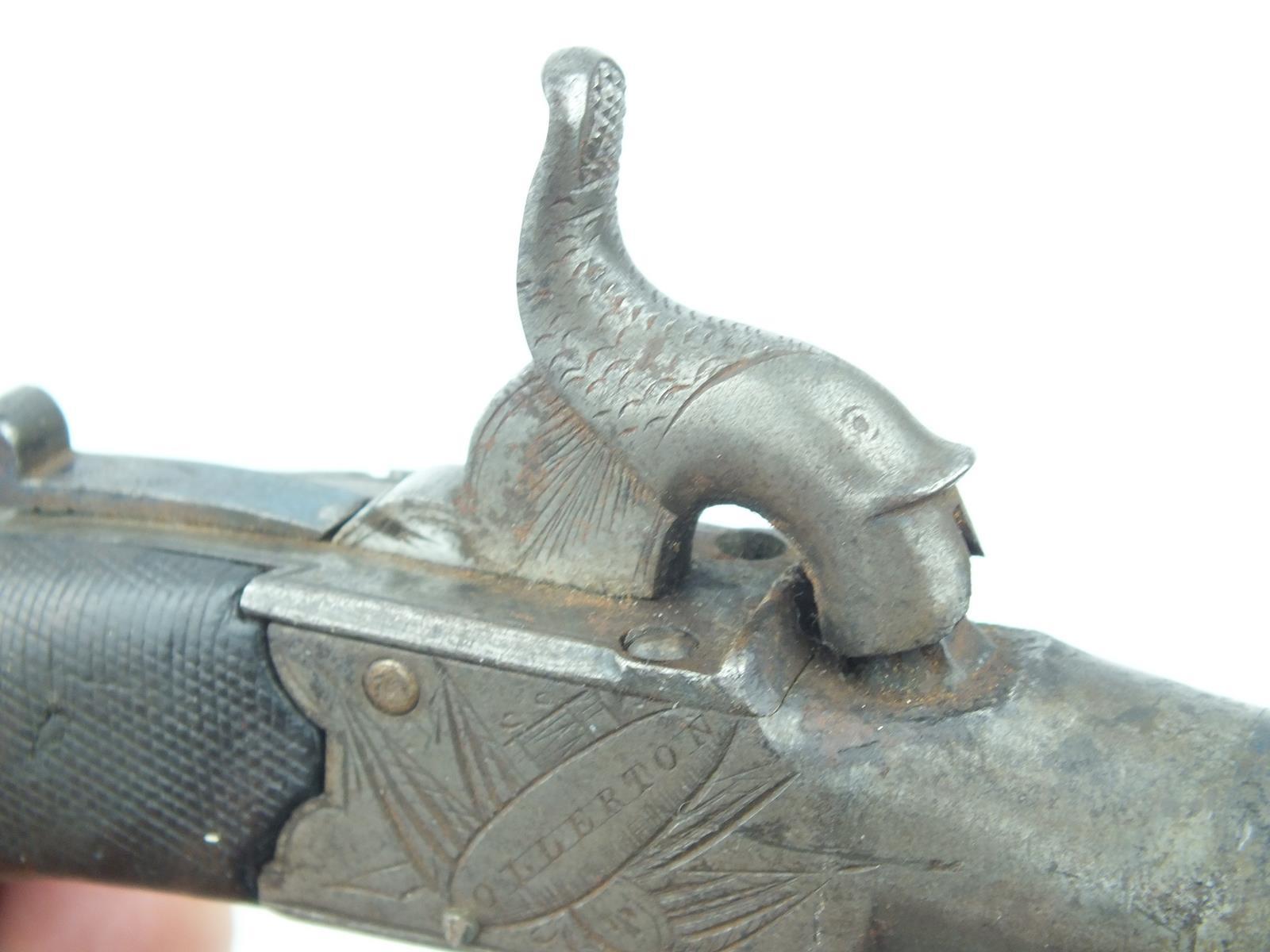 A 54-bore percussion pocket pistol by Manalu of Ollerton, 1.5inch turn-off barrel, border engraved - Image 7 of 9