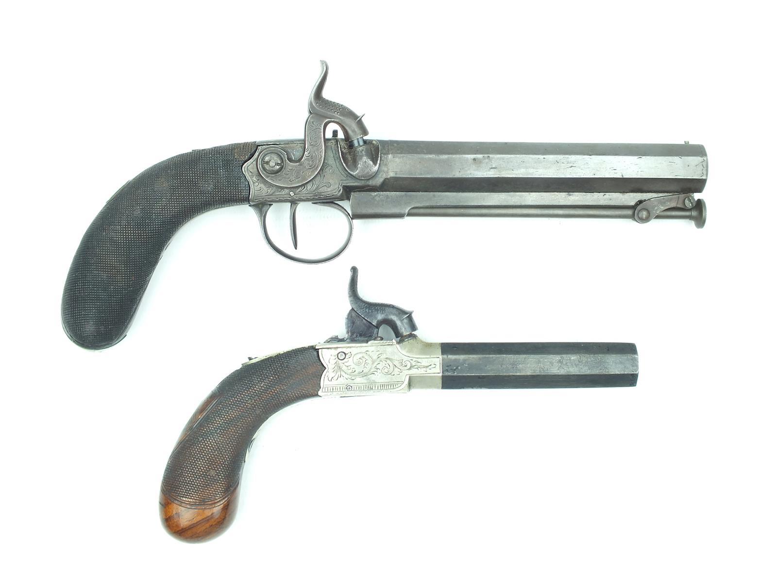 A percussion boxlock belt pistol by Blissett, 5inch sighted octagonal barrel engraved BLISSETT