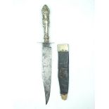 A Victorian cutlery hilted Bowie knife by Wragg, 20cm clipped back blade stamped with the maker's