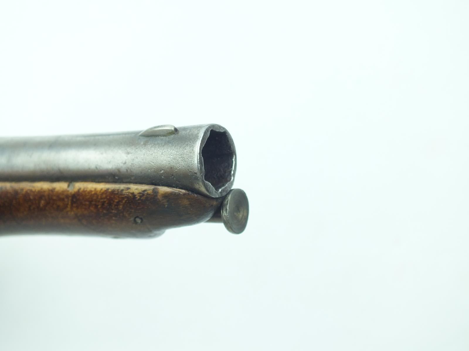 A flintlock travelling pistol by Harvey, 6inch sighted octagonal barrel, signed stepped lock with - Image 9 of 14