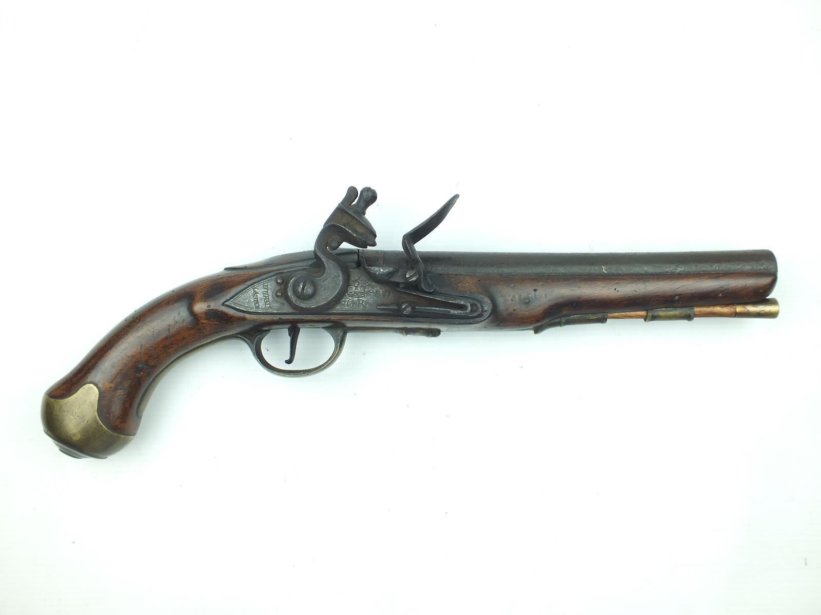 A Dublin Castle flintlock Light Dragoon pistol of carbine bore, 9inch slightly swamped barrel,