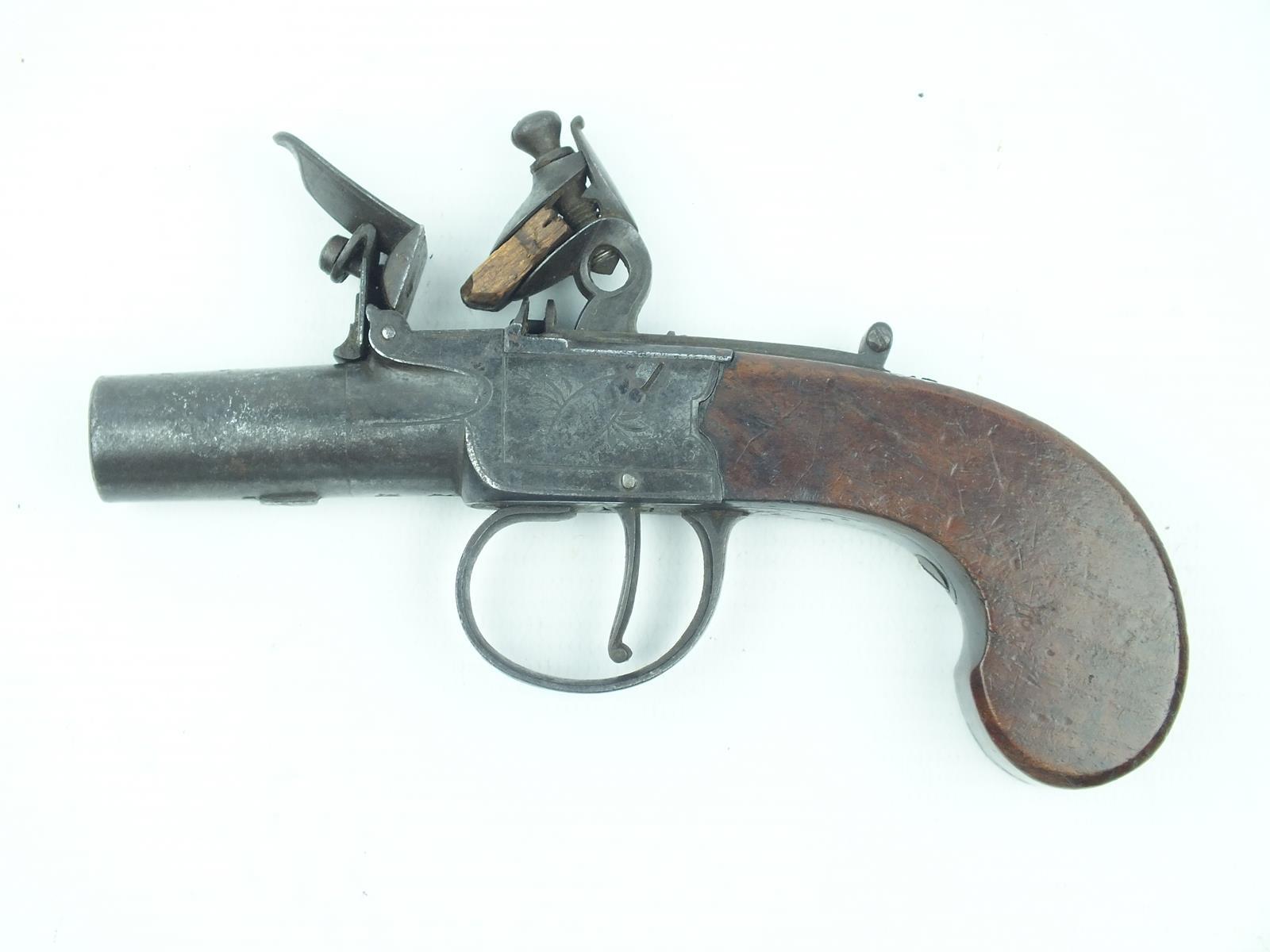 A 54-bore flintlock boxlock pocket pistol by Batey, 1.5inch turn-off barrel, border and scroll - Image 2 of 10