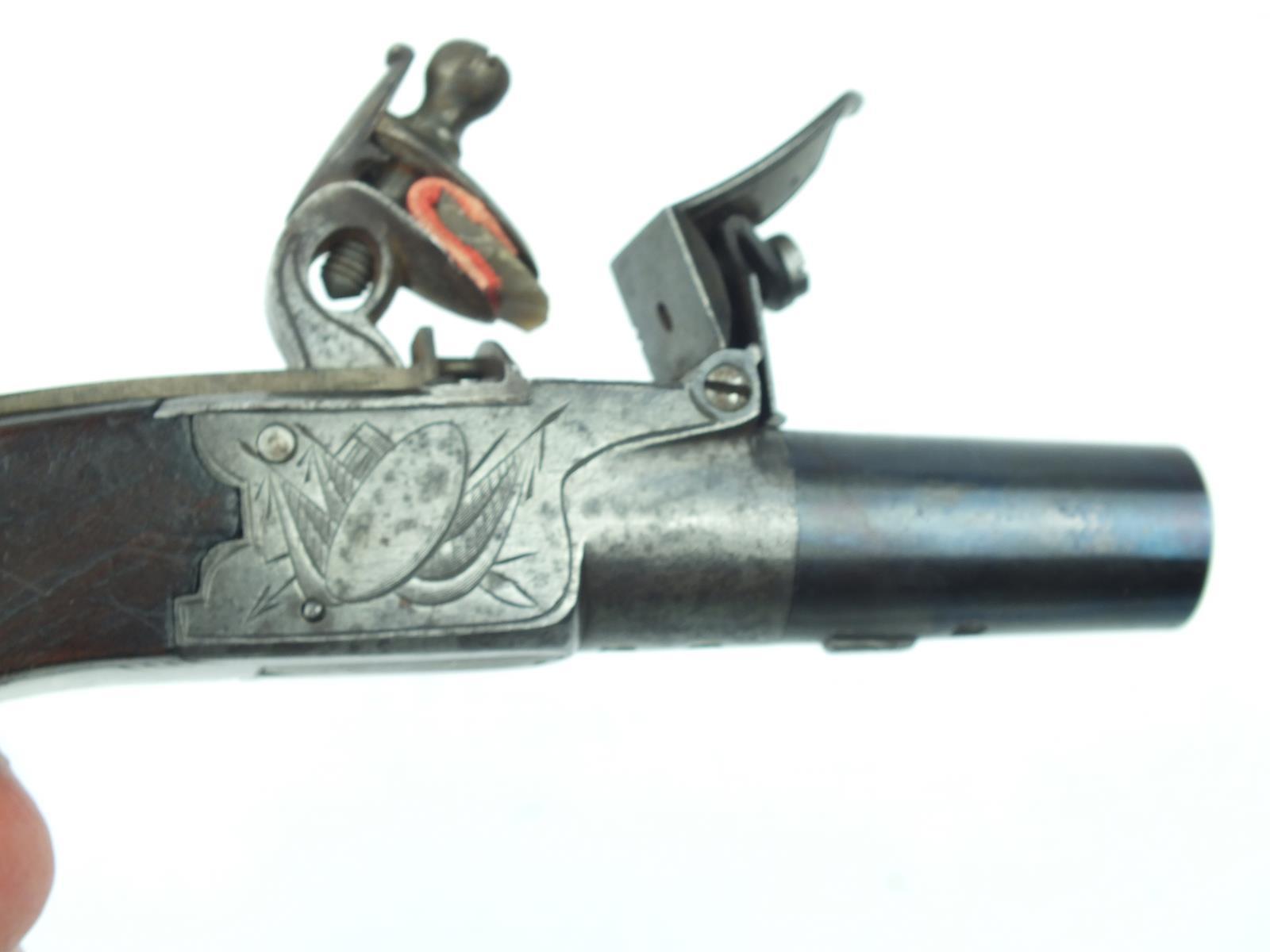 A pair of 54-bore flintlock boxlock pocket pistols, 1.5inch turn-off blued barrels, border - Image 10 of 15