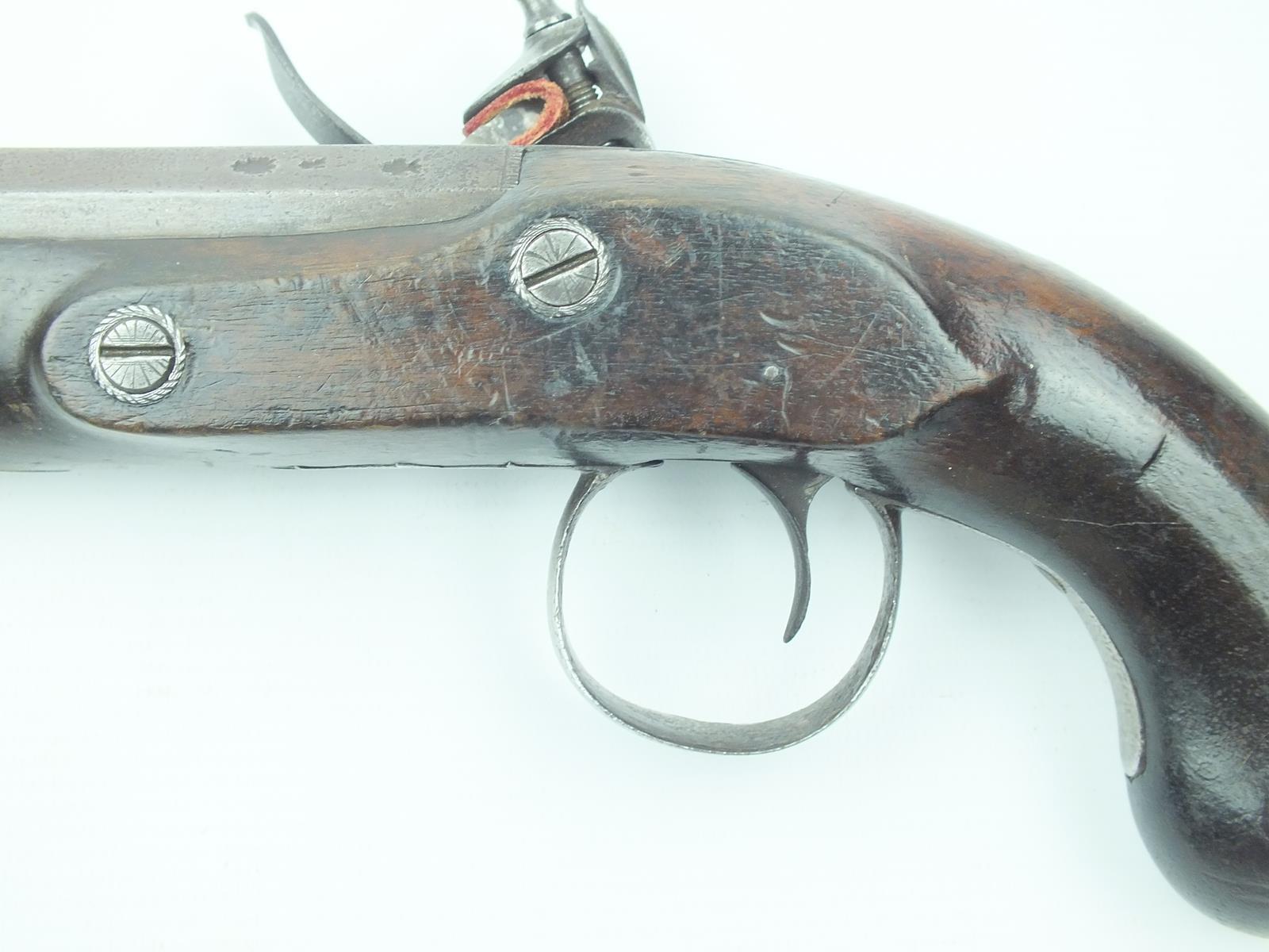 A flintlock travelling pistol by Harvey, 6inch sighted octagonal barrel, signed stepped lock with - Image 10 of 14