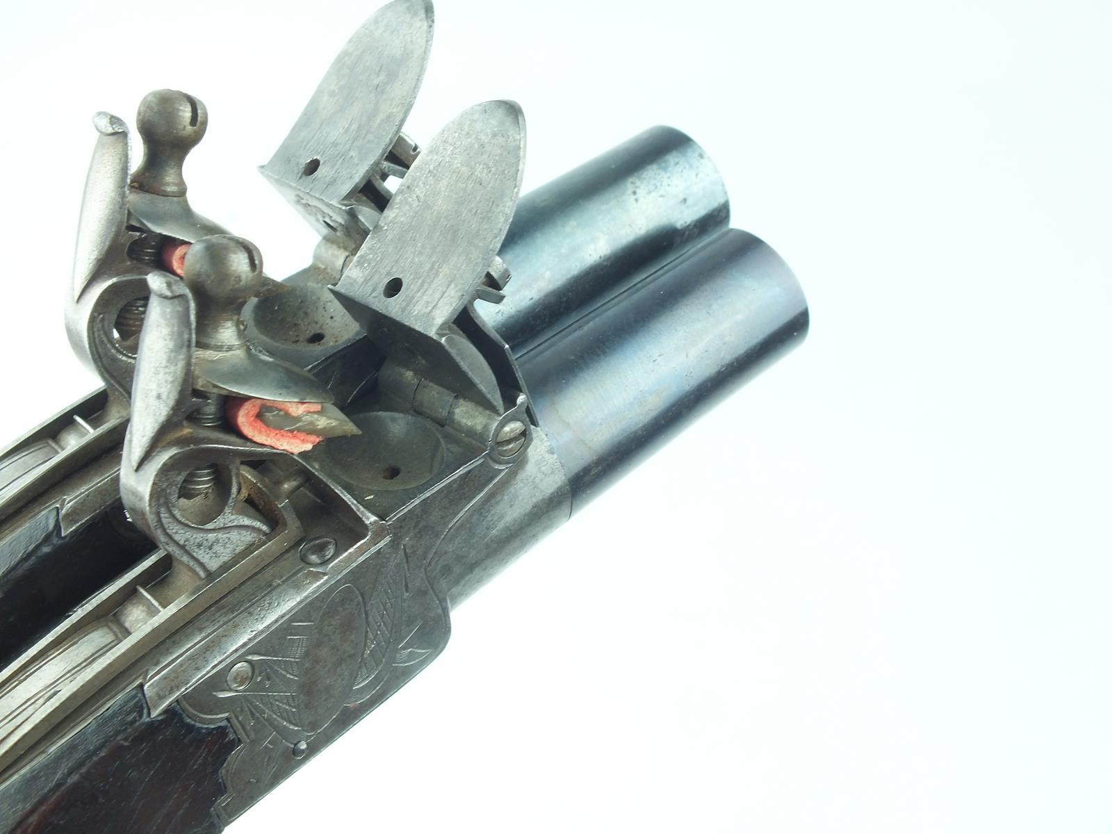 A pair of 54-bore flintlock boxlock pocket pistols, 1.5inch turn-off blued barrels, border - Image 14 of 15
