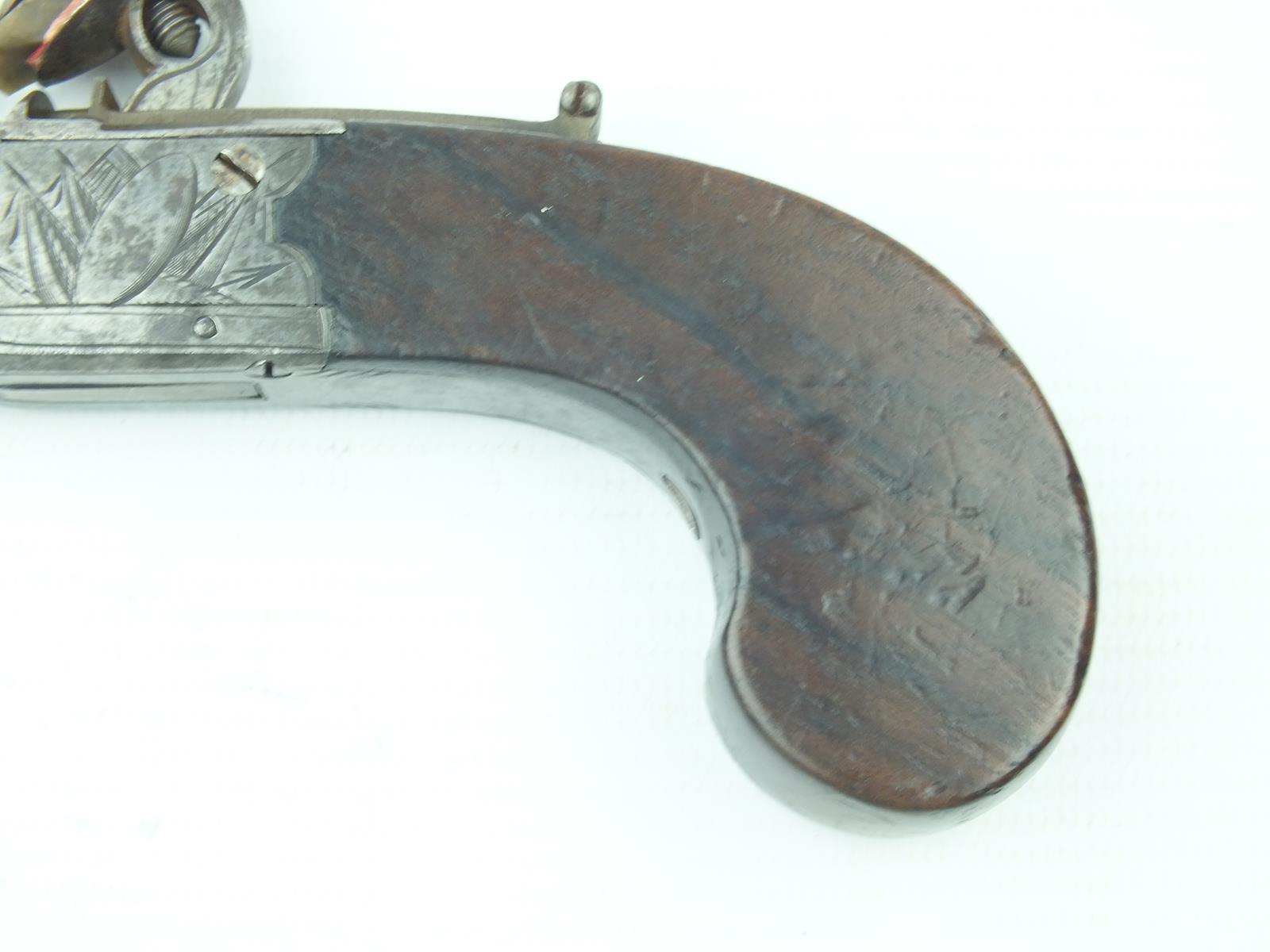 A pair of 54-bore flintlock boxlock pocket pistols, 1.5inch turn-off blued barrels, border - Image 8 of 15