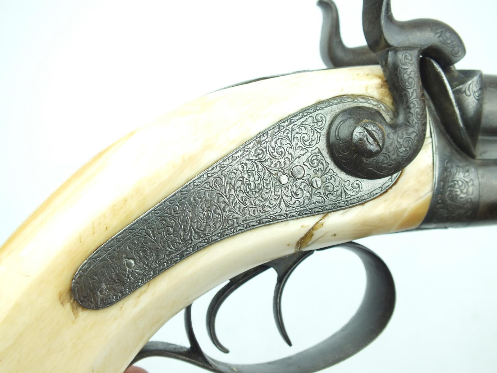 An interesting 16-bore percussion over and under howdah pistol with Sultan of Darfur inscription, - Image 3 of 10