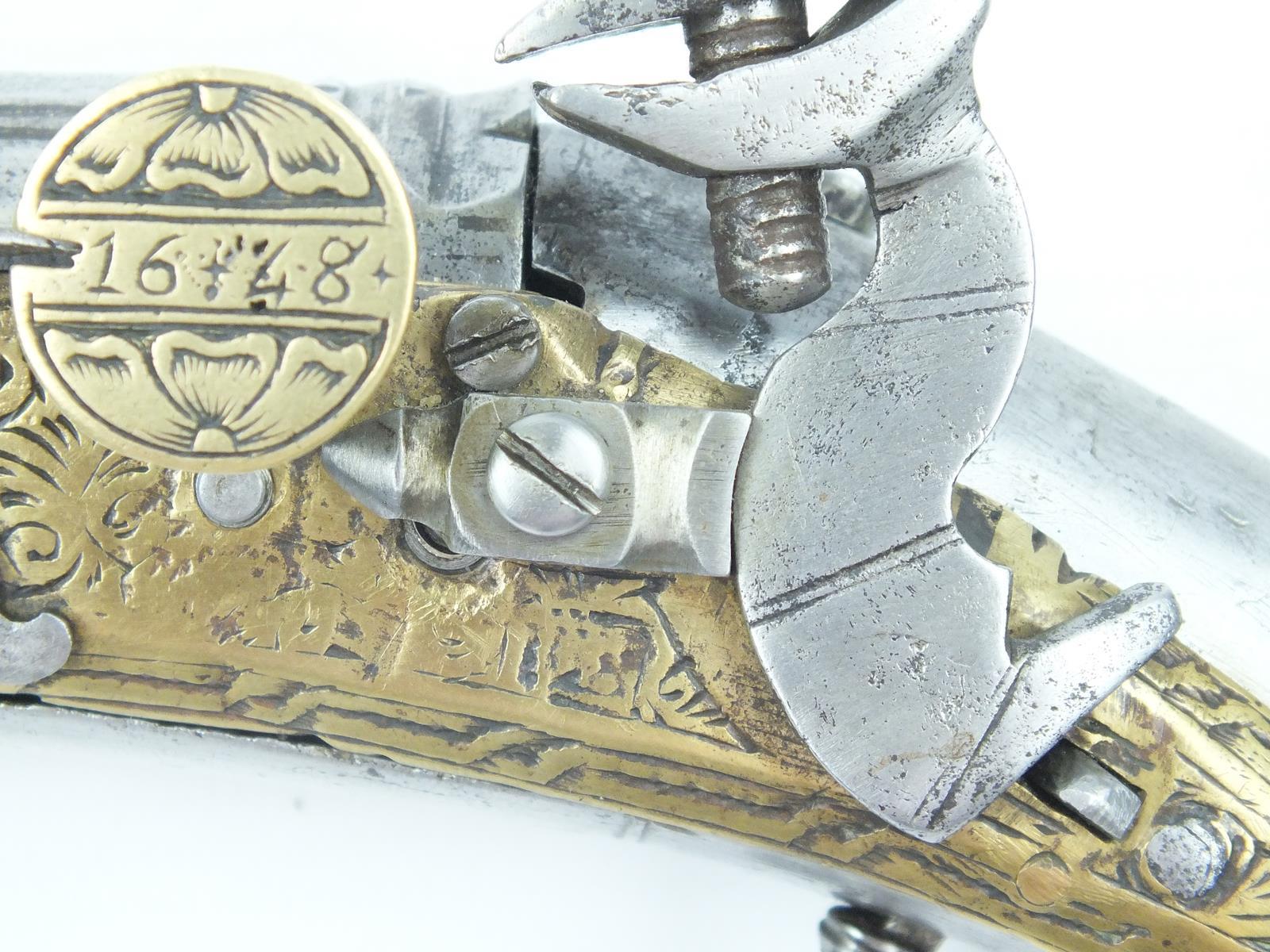 A fine and rare 17th Century left handed snaphaunce Scottish belt pistol dated 1648, 13inch four- - Image 11 of 11